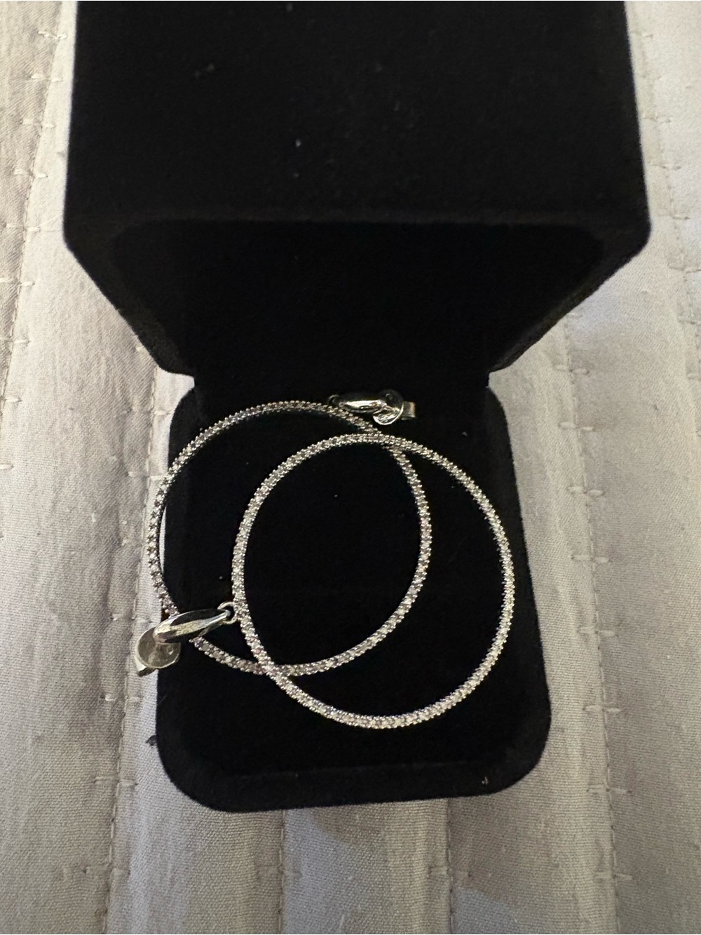 Sterling silver diamond hoop earrings